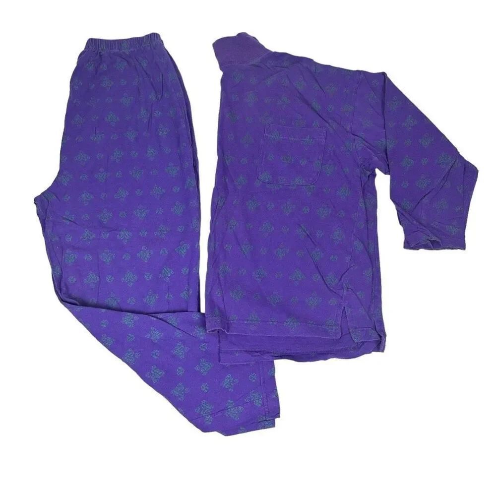 Victoria's Secret Gold Label Purple & Green Lounge Pajama PJ Set size Small